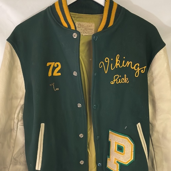 Rare Vintage 70’s Varsity Letterman Bomber Jacket Wool & Leather Size Medium - Picture 2 of 9